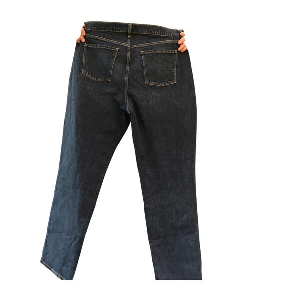Old Navy Button Fly Jeans Sz 16 Tall 39x33 High Rise Slouchy Straight Med Wash - Picture 1 of 4